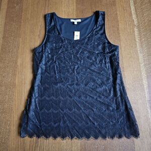 NWT Banana Republic Lace Women's Medium Tank Top Blouse Sleeveless Black